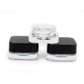 private label empty cosmetic packaging 10ml clear square glass eye cream jar with black lid